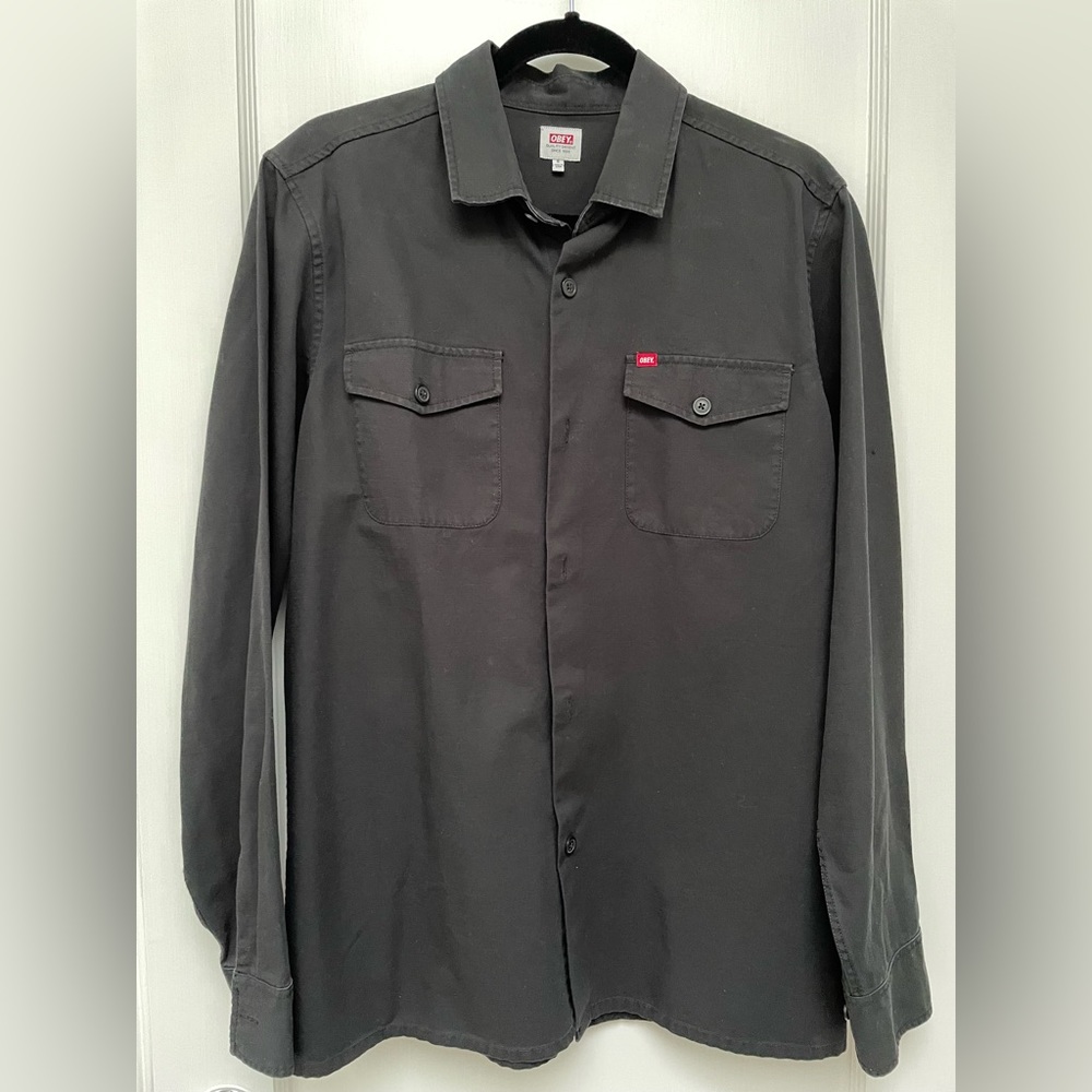 NWT Obey Men’s Black Button Up Shirt